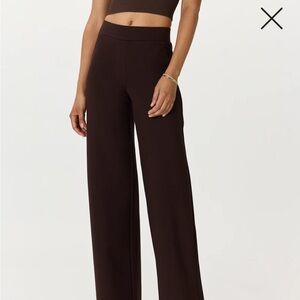 Quince Ultra Stretch Ponte Wide Leg Pants Espresso NWT Size M